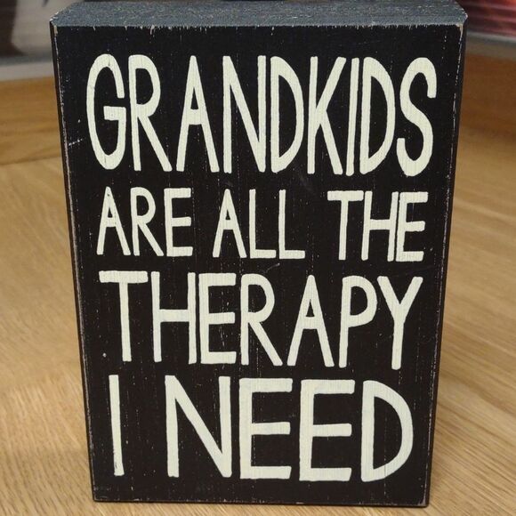 COPY - grandkids are all the therapy I need - Wooden Sign - New - Picture 1 of 4